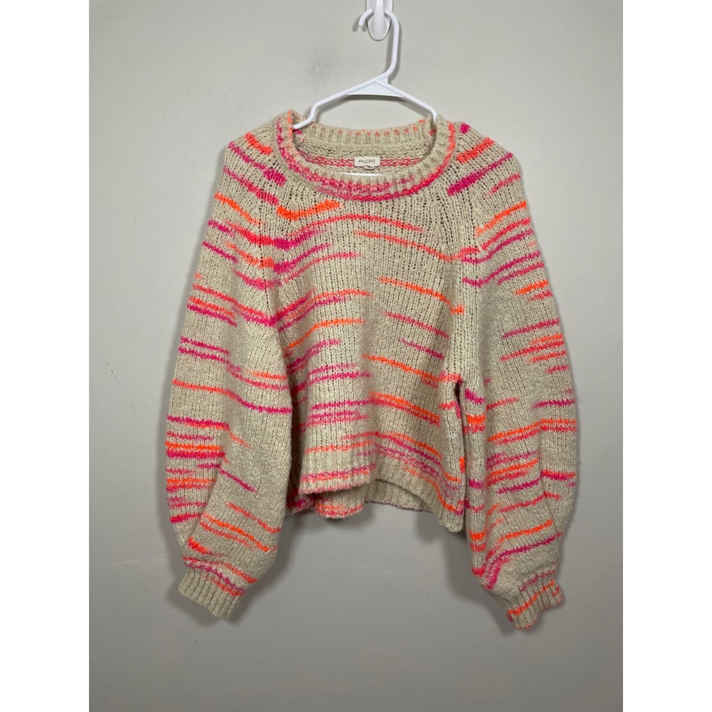 Anthropologie Pilcro Balloon Sleeve Crew Neck Sweater Size Small Cozy Oversized